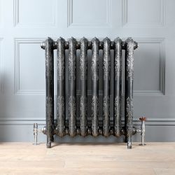 Radiateur fonte fleuri - 76,8 cm – Étain foncé – Tailles multiples – Charlotte
