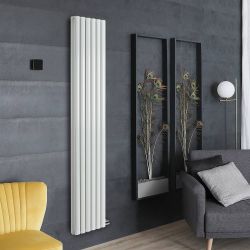 Radiateur design vertical électrique sec – 178,4 cm x 35,4 cm  – Blanc  – Rang double – Choix de thermostats – Vitality Ardus - ECOSO par Hudson Reed