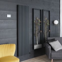 Radiateur design vertical électrique sec – 178,4 cm x 47,2 cm  – Anthracite – Rang simple – Choix de thermostats – Vitality Ardus - ECOSO par Hudson Reed