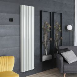Radiateur design vertical électrique sec – 178,4 cm x 47,2 cm  – Blanc  – Rang double – Choix de thermostats – Vitality Ardus - ECOSO par Hudson Reed