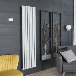 Radiateur design vertical électrique sec – 178,4 cm x 47,2 cm  – Blanc  – Rang simple – Choix de thermostats – Vitality Ardus - ECOSO par Hudson Reed