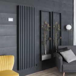 Radiateur design vertical électrique sec – 178,4 cm x 59 cm  – Anthracite – Rang simple – Choix de thermostats – Vitality Ardus - ECOSO par Hudson Reed