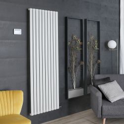 Radiateur design vertical électrique sec – 178,4 cm x 59 cm  – Blanc  – Rang simple – Choix de thermostats – Vitality Ardus - ECOSO par Hudson Reed