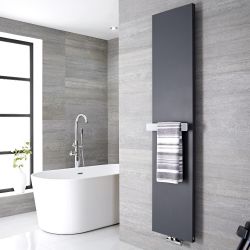 Radiateur vertical anthracite 180x50cm Rubi & Barre porte serviette 42x6cm