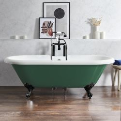 Baignoire îlot rétro à bord roulé – 179,5 cm x 78,5 cm – Choix de couleurs et de finition des pieds – Legend