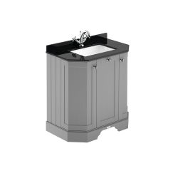 Meuble de salle de bain rétro – Avec plan de travail en marbre noir – 77 cm – Choix de finitions et de vasques – Old London