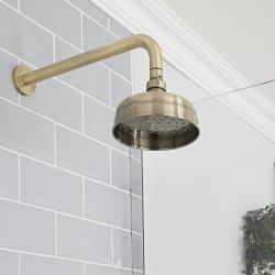 Pommeau de douche Ø15 cm avec bras mural – Or brossé - Elizabeth