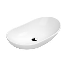 Vasque ovale moderne – Blanc mat – 61,5 cm x 36 cm – Non pré-percée