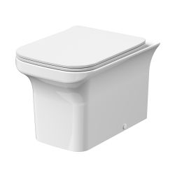 Cuvette WC moderne carrée sans brides – À poser – Avec abattant à fermeture douce – Hudson Reed