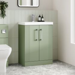 Meuble lavabo cannelé – Avec vasque – 61 cm – Choix de finitions
