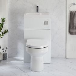 WC avec lave mains - 50 cm x 89 cm - Choix de finitions et commande de chasse d'eau - Cluo-Covelly