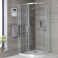 Cabine de douche quart de cercle - Chrome - Choix de finitions de receveur à effet texturé – Portland