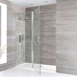 Porte de douche pivotante chromée - Receveur de douche plat - Choix de tailles - Portland