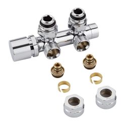Robinet de radiateur d'angle - Chromé - Adaptateurs multicouche 16mm
