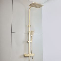 Colonne de douche thermostatique – Avec pommeau de douche carré et douchette – Choix de finitions – Arvel