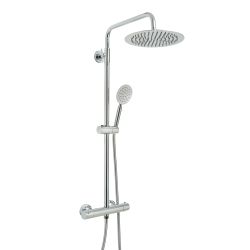 Colonne de douche thermostatique moderne – Avec pommeau rond et douchette – Choix de finitions