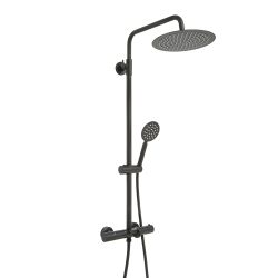 Colonne de douche thermostatique – Avec bec verseur baignoire, pommeau de douche rond et douchette – Choix de finitions – Arlo