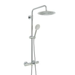 Colonne de douche thermostatique – Avec bec verseur baignoire, pommeau de douche rond et douchette – Choix de finitions – Arlo