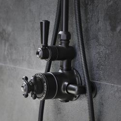 Hudson Reed Elizabeth - Mitigeur de douche thermostatique rétro exposé à 1 fonction - Noir