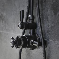 Mitigeur de douche thermostatique exposé – Noir - Elizabeth