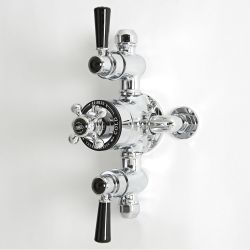 Mitigeur de douche thermostatique exposé à 2 fonctions – Chromé et noir - Elizabeth
