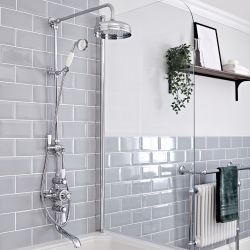 Hudson Reed Elizabeth - Mitigeur de douche thermostatique rétro exposé - 2 fonctions - Chromé et blanc