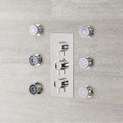 Lot de 6 Buses Hydromassantes Rondes en Laiton Massif Chromé - Round