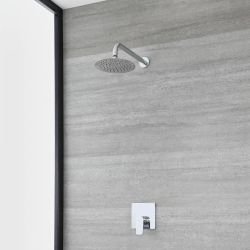 Kit de douche moderne avec mitigeur et pommeau de douche rond – Chromé – 1 fonction - Arcadia