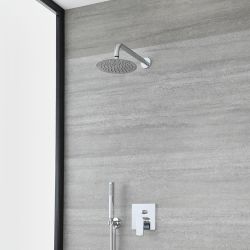 Kit de douche avec mitigeur avec inverseur, pommeau et douchette – 2 fonctions – Chromé - Arcadia