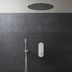 Douche thermostatique à boutons poussoir – Avec pommeau encastrable – 2 fonctions – Chromé – Choix de douchette – Idro