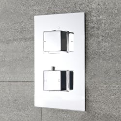 Mitigeur de douche thermostatique avec douchette et bec cascade – Chromé – Double fonction - Kubix
