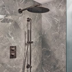 Mitigeur douche thermostatique - Avec pommeau mural et douchette sur rampe - 2 fonctions - Choix de finitions - Otto