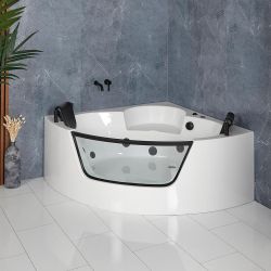Baignoire balnéo d'angle - 140 x 140 cm - Noir - Breeze