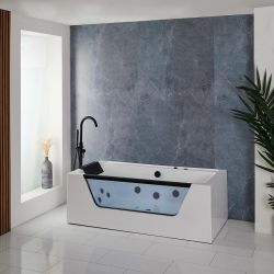 Baignoire balnéo rectangulaire - 170 x 80 cm - Noir - Breeze