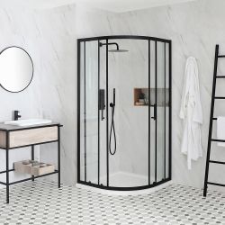 Porte de douche quart de cercle - Noir – Choix de tailles – Nox