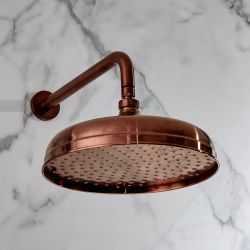 Pommeau de douche rétro – 30 cm – Avec bras mural – Cuivre satiné – Elizabeth