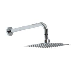 Pommeau de douche carré de 20 cm et bras mural incurvé – Kubix