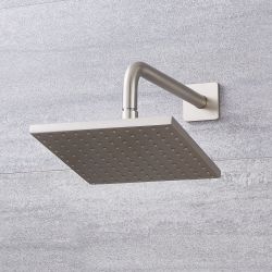 Pommeau de Douche Carré 20cm & Bras mural - Nickel Brossé