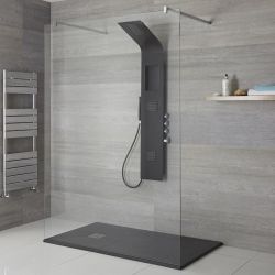 Colonne de douche thermostatique hydromassante – Noir – Stamford
