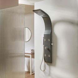 Colonne de douche moderne avec pommeau, douchette et jets – Anthracite – Alston