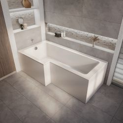 Baignoire douche asymétrique – Angle droit ou gauche – Choix de tailles, parois, et tabliers - Sandford