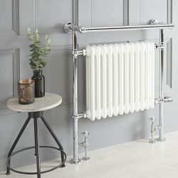 Sèche-serviettes mixte rétro - Blanc – 93 cm x 79 cm (avec barre déportée) – Choix de thermostat Wi-Fi - Elizabeth