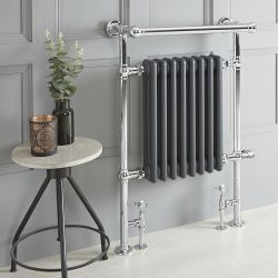 Sèche-serviettes mixte rétro - Anthracite – 93 cm x 62 cm (avec barre déportée) – Choix de thermostat Wi-Fi - Elizabeth