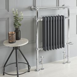 Sèche-serviettes mixte rétro - Anthracite – 93 cm x 62 cm – Choix de thermostat Wi-Fi - Elizabeth