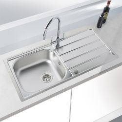 Harlyn Towan - Évier de Cuisine en Acier Inoxydable à 1 Bac avec Égouttoir Réversible