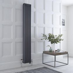 Radiateur mixte vertical style fonte – Anthracite – 180 cm x 29 cm – Triple rangs – Choix de robinets et de thermostat Wi-Fi - Windsor