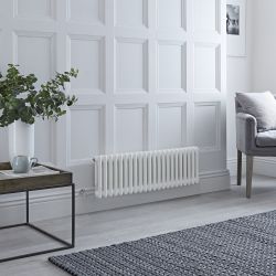 Radiateur électrique style fonte - Blanc - Double rang - 101 cm x 30 cm - Choix de thermostat Wi-Fi - Windsor