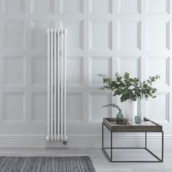 Radiateur électrique style fonte - Blanc - Double rang - 29 cm x 150 cm - Choix de thermostat Wi-Fi - Windsor
