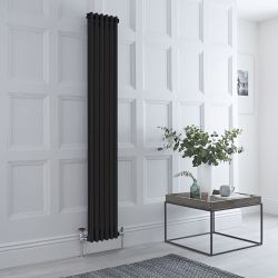 Radiateur style fonte rétro vertical – 180 cm - Noir - Double rang – Choix de tailles et de pieds - Windsor