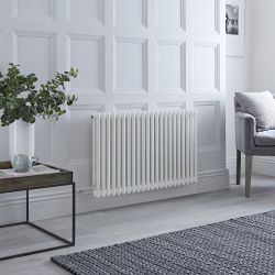 Radiateur électrique style fonte - Blanc - Double rang - 101 cm x 60 cm - Choix de thermostat Wi-Fi - Windsor